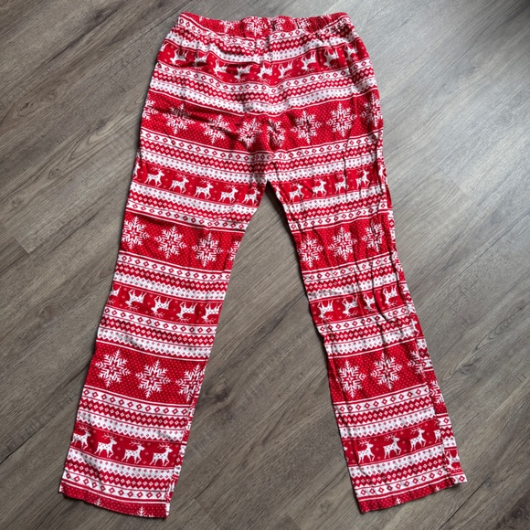 Old Navy Red and White Festive Pajama Jogger Pants - Unisex Large Tall - Picture 2 of 9